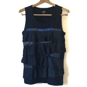 Ann Taylor Loft dark blue sequence shirt M